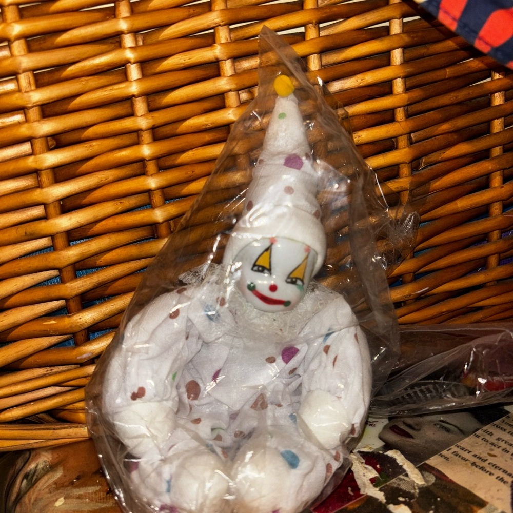 Colorful Porcelain Clown Figurine